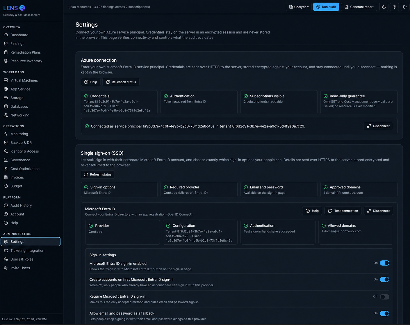 Codlytic LENS dashboard